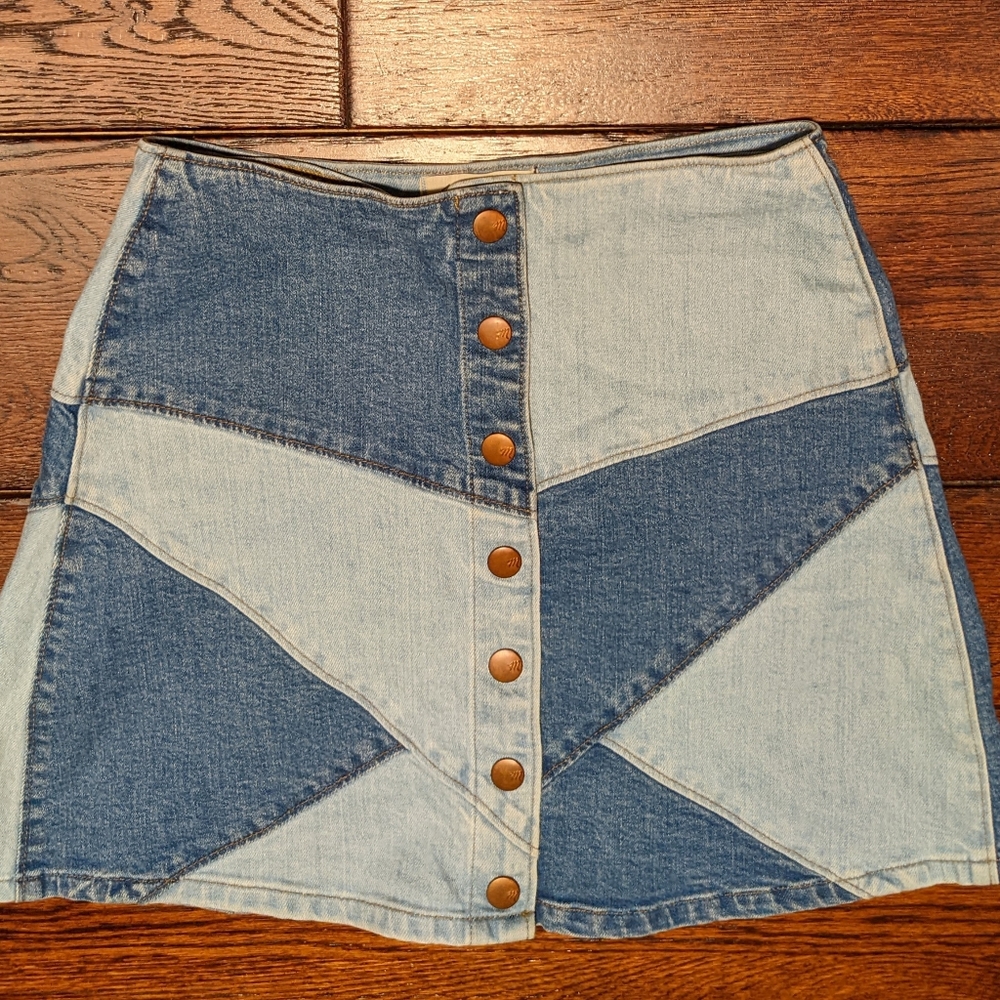 Madewell Women's Pieced Jean Skirt Size 25 SERGE WASH G5929